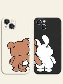 Compatible With IPhone 17/17 Pro/17 Pro Max/16/15/14/13/12/11 Series, 1pc Ins Cube Cartoon Cute Couple Pattern Full-Coverage Anti-Fall Phone Case, Fashionable Phone Protective Cover For IPhone 17 Pro Max - White - View 3