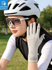 1 Pair Solid Color Casual Polyester Sunscreen Gloves, Lightweight Summer Outdoor Sports Driving Cycling UV Protection Touchscreen Gloves For Women,Travel,Festival - A - View 5