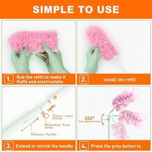 Chổi phủi bụi đa năng - Công cụ làm sạch mạnh mẽ, dễ dàng loại bỏ bụi bẩn cứng đầu khỏi quạt trần, rèm cửa, ô tô và thiết bị điện tử. Bao gồm cán cầm và 15/10 đầu chổi thay thế. - Nhiều kiểu dáng - Xem 7