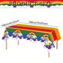 Grandee Pride 彩虹旗主题优质一次性塑料桌布，长方形桌布，适合 60-70 年代波西米亚主题生日派对、洗礼、嘉年华等场合。 - 查看 2