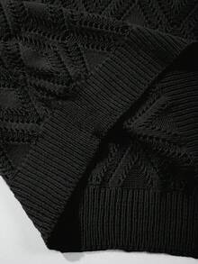 ANDREILEE Herr Ny Casual Löst Minimalistisk Enfärgad Diamantmönster Elegant Nischdesign Mångsidig Pendling Polokrage Kortärmad T-shirt Stickad Topp, Vår/Sommar - Svart - Visa 10