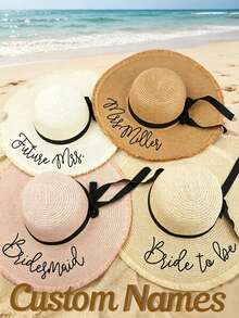Customized Beach Hat, Bridal Gift, Personalized Beach Hat, Customized Plush Beach Hat, Mother's Day Gift - Multicolor - View 2