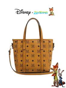 Disney 官方授权女士托特包，疯狂动物城联名款，尼克·王尔德印花，简约大容量，极简休闲托特包/斜挎包，优雅时尚，适合工作、通勤和休闲场合，专为女性和大学生设计 - 彩色 - 查看 5