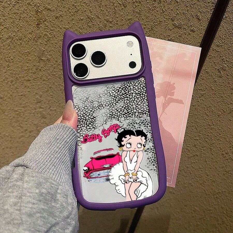 苹果スマホケースiPhone17猫耳iphone15Pro	耐衝撃16	クリアiphone15かわいいiphone15ProMax機種対応 - 紫色 - チェックする 1