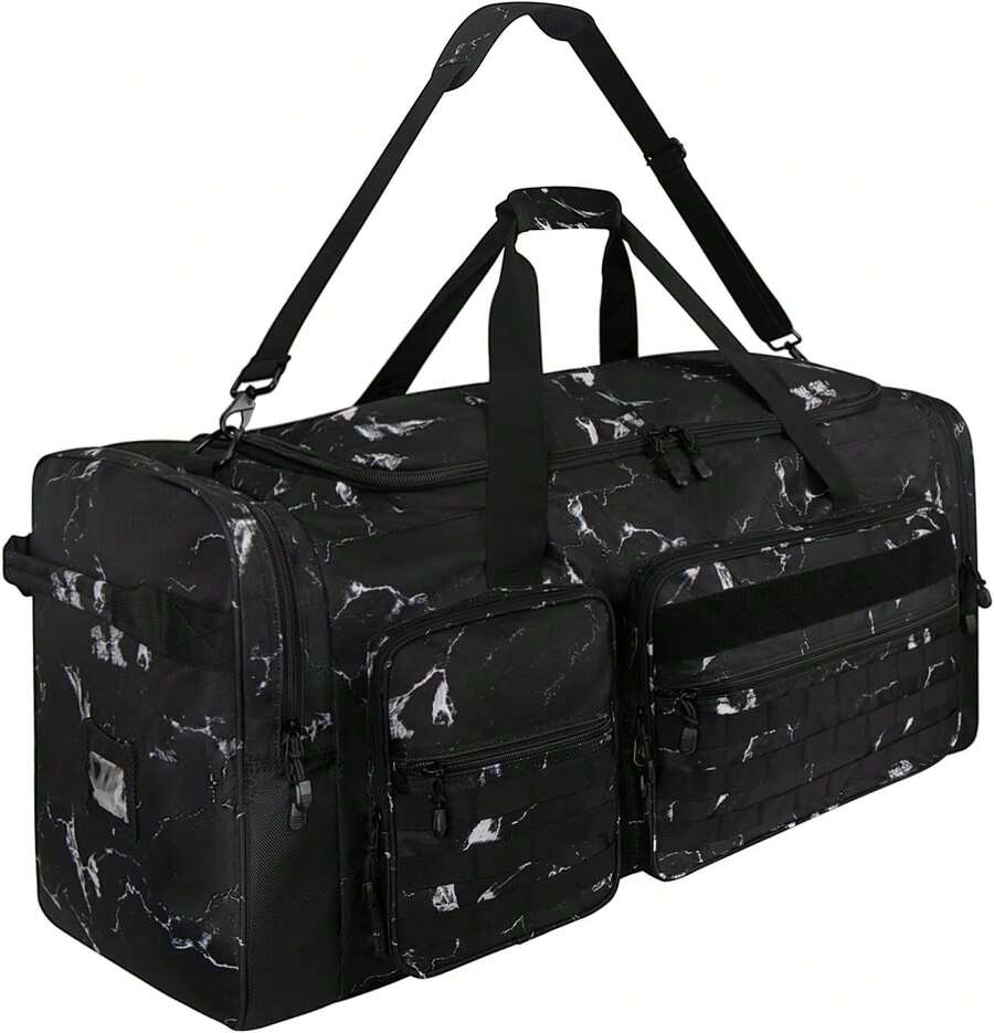 130L Heavy Duty Large Duffle Equipment Bag, Catchers Gear Bag With Shoe Compartment, Baseball Duffle Bag - Marble - View 1