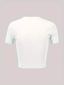 Camiseta Corta para Mujer con Estampado de Cara Alegre y Corazón Estilo Y2K | Camiseta blanca ligera y transpirable con diseño alegre y de corazón, de manga corta, ideal para atuendos en capas, ajuste cómodo para todas las estaciones, estilo casual Y2K, lavable a máquina, estilo urbano vintage, unisex, de algodón, holgada, de manga corta y cuello redondo. - Blanco - Ver 2