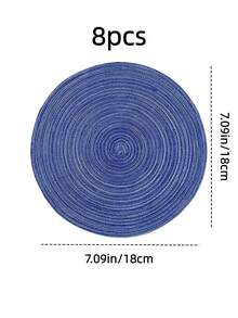 4/6/8 件 15 英寸圆形编织餐垫，可洗厨房餐桌垫，适合家庭聚会、婚礼派对（海军蓝） - 寶藍色 - 查看 39