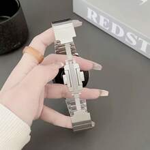 22毫米优质不锈钢表带，兼容华为Watch GT6 Pro/GT6/GT5/Pro4 Pro 46毫米，Watch 4/4Pro金属表带，适用于GTR 4/3/2 47毫米豪华金属钢表带，兼容小米Watch S4 46毫米S4 Sport/S3升级配件，适用于Forerunner 9智能手表表带，男女通用 - 銀色 - 查看 3