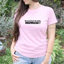 Women's Baby Look Printed T-Shirt Phrases If You Need Me, Leave Me Various Colors 100% Cotton - Baby Pink - View 2