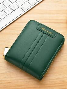 Women's Zipper Wallet, New Fashion Multi-Card Slots Large Capacity Short Wallet, Student Leather Purse - Green - View 5