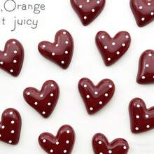 5pcs/10pcs/15pcs Polka Dot Heart-Shaped Resin Fridge Magnets, Burgundy Heart Fridge Magnets, Cute Office Magnets, Kitchen, Storage Cabinet And Dishwasher Magnets, Thanksgiving And Christmas Gifts, Holiday And Party Decor - Claret - View 3