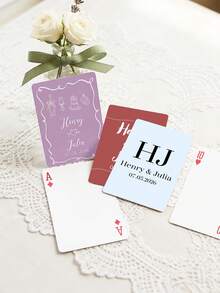 Custom Wedding Playing Cards ,Customize Text,Custom Guest Book, Wedding Guest Book Alternative, Signing Book, Guest Cards Deck, Wedding Favors, Bridal Shower Favors,Personalized Wedding Deck , Custom Printed Keepsake , Bridal Shower Favor,Personalized Deck For Couples, Weddings & Anniversaries, Monogram - Multicolor - View 4