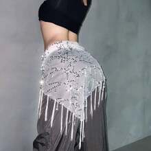 1pc New Belly Dance Sequin Tassel Hip Scarf Belly Dance Costume Women's Belly Dance Practice Belt Triangle Hip Scarf - Multicolor - View 22