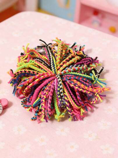 50 piezas Lazos elásticos pequeños tejidos, accesorios para el cabello