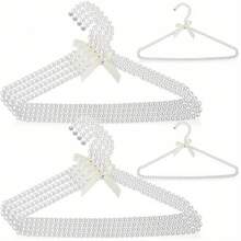 1/2/5/10 Piezas Elegante Percha de Ropa con Cuentas de Perla Blanca de 16 Pulgadas con Lazo de Cinta, Adecuado para Vestidos de Novia, Chaquetas y Camisas - Blanco - Ver 4