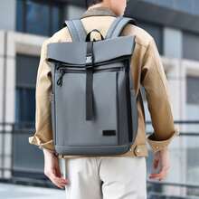 男士极简学生背包，时尚大容量背包，休闲旅行背包 - 彩色 - 查看 2