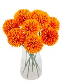 3/16Pcs Artificial Chrysanthemum Ball, Hydrangea Ball, Wedding Decoration, Home Vase, Ornaments, Restaurant, Living Room, Bedroom, Bedside Floral Arrangement, Bridal Bouquet, Wrist Flower, Corsage, Birthday Party Decoration Material, New Year Valentine's Day Gift, Autumn Decoration - Orange - View 7