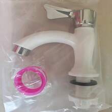 1pc Thickened Plastic Single Cold Quick-Open Faucet, Universal G1/2 Threaded Diameter Interface, Comes With Sealing Tape, Suitable For Sink & Washbasin - White - View 7