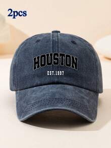 Mũ lưỡi trai unisex in chữ Houston, kiểu dáng thường ngày, cá nhân hóa, phổ biến, có thể điều chỉnh kích cỡ, phù hợp cho mùa xuân, hè, thu, đông, đi biển, nghỉ lễ. - mũ bóng chày đã giặt - Xem 9