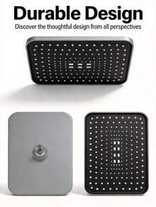 Modern 12-Inch Square Wall-Mounted Shower Head, High-Pressure, High-Flow Ceiling-Mounted Shower Head, Durable Plastic Construction, Polished Finish, Even Water Flow Covering The Entire Body, Providing A Spa-Like Shower Experience, Classic Hot And Cold Water Design, Modern Minimalist Style. - Multicolor - View 8