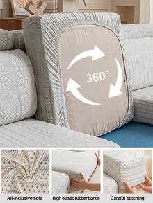 1pc Universal Elastic Jacquard Anti-Slip Sofa Cover, Minimalist Modern Sofa Slipcover, Suitable For L-Shaped And Living Room Sofa, Fits 1, 2, 3, 4 Seater Sofa Protector - Floral Garden - Gray - View 10