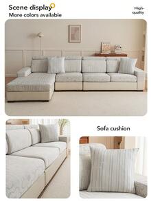 1pc Universal Elastic Jacquard Anti-Slip Sofa Cover, Minimalist Modern Sofa Slipcover, Suitable For L-Shaped And Living Room Sofa, Fits 1, 2, 3, 4 Seater Sofa Protector - Floral Garden - Gray - View 8