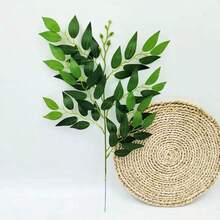 1/4/8/16/32 Pcs Italian Ruscus Greenery Stems, 27.6 Inch Artificial Green Leaves Garland, Fake Vine Hanging Bouquet For Wedding Arch Bouquet Filler, Table Centerpieces, Home Decor, Rose, Decorative Rose, Decorative Style, Party & Holiday Decor - Green - View 4