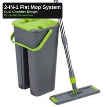 EasyWring Hands-Free Mop And Bucket Set With Self-Cleaning System, 360° Rotation, Includes 2 Washable Microfiber Pads - Perfect For Kitchen, Bathroom, And Living Room Floors - Versatile For Wet And Dry Use - A - View 9