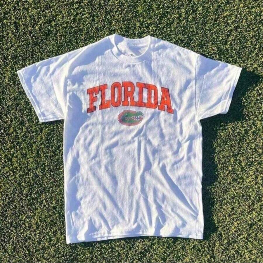 2025 Summer New Short Sleeve Pattern Top ,Vintage Florida State Gators Shirt White New White All Sizes, Shirt Hot 2025New Comfortable Retro Cotton T-Shirt-L91 - 白色 - 查看 1