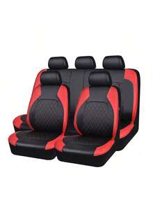 4/9pcs PU Leather Car Seat Covers, Waterproof Seat Protectors, Breathable Seat Covers, Universal Fit For Most Sedans, SUVs, Trucks, Luxury Ventilated Front Seat Covers With Lumbar Support, Rear Seat Covers. 9pcs Set Includes: 2 Front Seat Covers, 1 Backrest Cover, 1 Rear Seat Cover, 5 Headrest Covers. 4pcs Set Includes: 2 Front Seat Covers, 2 Headrest Covers. - Style B - View 12