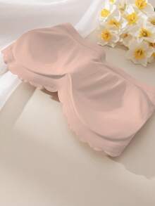 Pink Strapless Bra | Front Closure, Non-Slip Straps - Wireless Comfortable With Ruffle Trim And Upgraded Thicker Lining Cups (Suitable For A-C Cup) - Pink - View 7