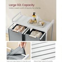 Dirty Clothes Basket, Compartment Design. Detachable Cloth Bag, - White and Light Grey - View 3