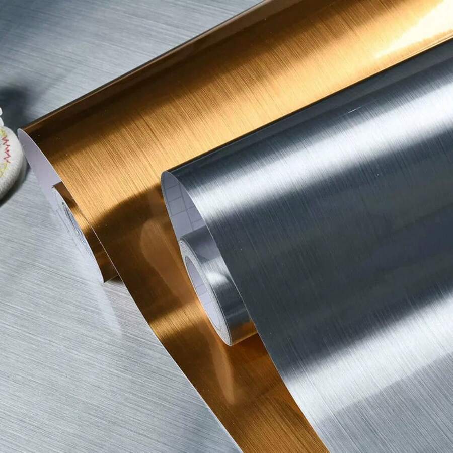 1 Roll Self-Adhesive Vinyl Wallpaper, Easy To Tear And Apply Kitchen, Bedroom Or Living Room Backsplash - Pattern Matching, Removable, Durable, Gold/Silver