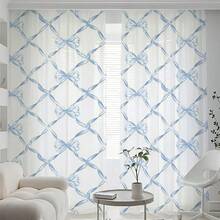 2pcs Sheer Curtains, Bowknot Pattern, Lightweight & Translucent, Privacy Protection, Rod Pocket Design, Suitable For All Seasons, Versatile Use, Machine Washable, Polyester Material, Add Romantic Ambiance To Bedroom, Living Room, Study, Etc. - Multicolor - View 13