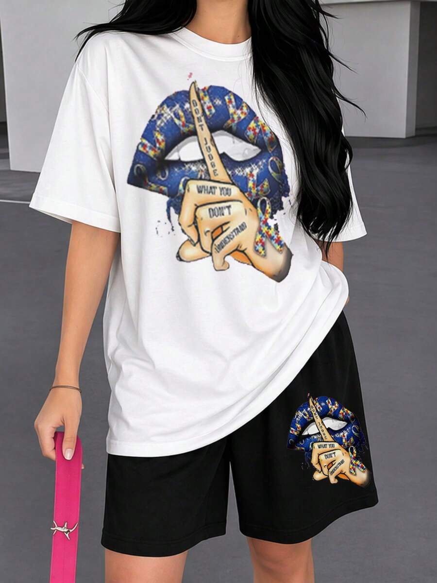 Western Cowgirl Graphic 2 Piece Sets Woman Summer Outfits For Women Fashion Soft Lightweight Street Outfit - 白色 - 查看 1