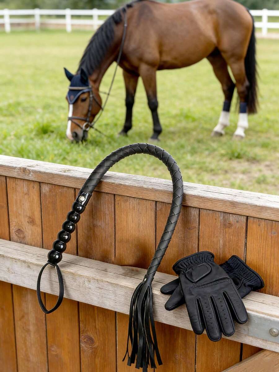 Professional Riding Crop, Soft PU Leather Handle, Whip, Snake Whip, Pointer, 95cm, Hand-Woven Horse Whip, Reusable, Suitable For Training, Practice And Outdoor Games, Easy To Use And Grip, Equestrian Accessory, Prop - View 1