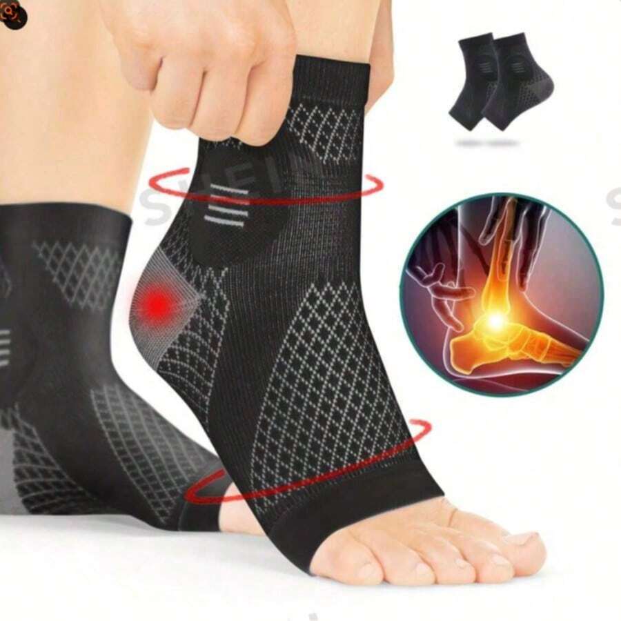 1 Pair Premium Ankle Compression Socks, Compression Foot Sleeves With Arch & Ankle Support, Open Toe Design, For Daily Wear & Outdoor Activities - Multicolor - View 1