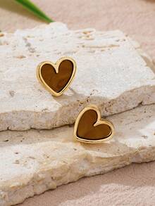 3 Pairs Romantic Valentine's Day Fashion Elegant Charming Cute & Delicate Metal Earrings, Stylish Leopard Print & Pink Heart Stud Earrings, Versatile For Commuting & Daily Wear, New Arrival Valentines - Colorful Leopard Pink 3-pair Set - View 7