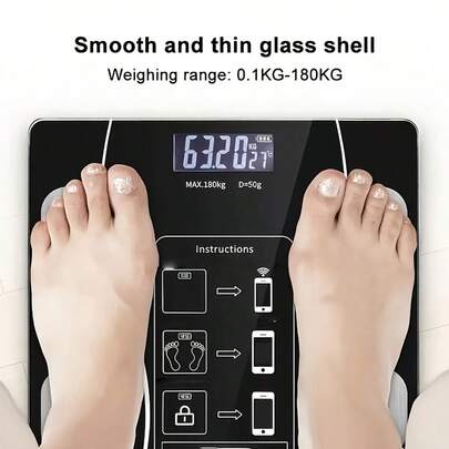 High Accuracy Digital Body Weight Scale Featuring Backlit LED Screen & Durable Tempered Glass Base, Modern Compact Bathroom Scale Supports Up To 180kg/400lbs, Perfect For Home Workout Daily Health Tracking, Practical Household Health Device And Heartwarming Gift For Festivals And Housewarming