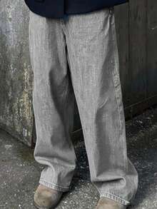 Vintage Loose Fit Denim Jeans For Teenage Boys - Grey - View 5