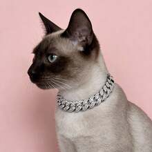 Bling Rhinestone Embellished Cuban Link Dog Collar, Adjustable Luxury Pet Necklace Suitable For Small, Medium And Large Dogs - Multicolor - View 4