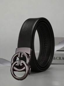 男士自动扣皮带，韩版时尚休闲中青年商务荔枝纹裤带 - 彩色 - 查看 9