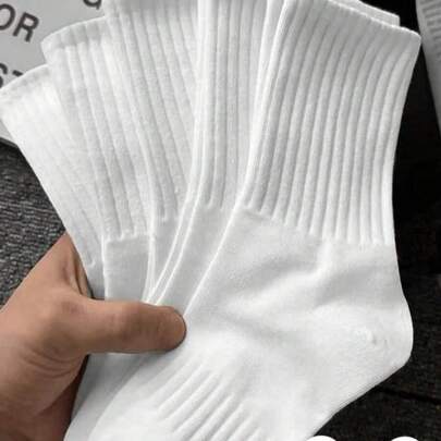 5 Pairs Unisex Antibacterial, Moisture-Wicking, Odor-Resistant Sports Socks, Soft And Comfortable, Suitable For Running, Workout, Casual Wear, All Seasons