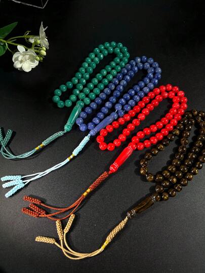 New Resin Woven Three-Strand Prayer Beads Bracelet, Unisex Minimalist Daily Wear Bracelet, Muslim Tasbih Rosary Beads, Arabic Middle Eastern Prayer Beads, Fashion Versatile Bracelet For Men And Women, Prayer Recitation, Festival Gift