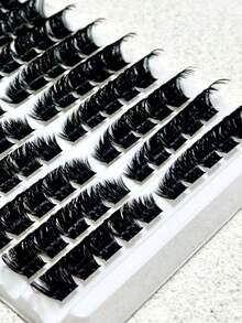 10 filas/100 piezas de racimos de pestañas densamente empacados, caja de pestañas 200D, pestañas en racimo rizadas para extensión, pestañas dramáticas. Adecuado para principiantes, crea pestañas llenas, rizadas y cautivadoras - Negro - Ver 7
