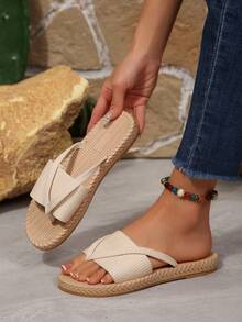 Giày nữ thời trang mới mùa hè 2026 > Sandal nữ > Sandal đế bằng nữ - trắng - Xem 3