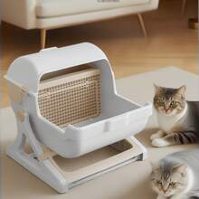 Halbautomatische Katzentoilette - Schnelle Reinigung, Luxus und Komfort für Ihr Haustier - Beige - Übersicht 1
