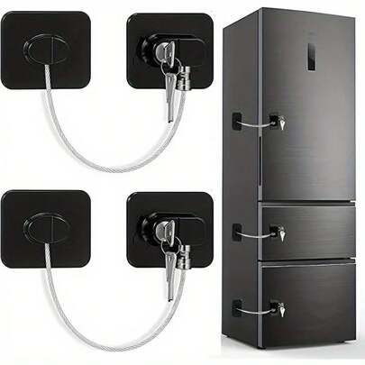 2pcs/Set Safety Lock Set, Includes 1 Padlock + 1 Key, Advanced Protective Lock Device, Multi-Purpose Cabinet Door, Window, Refrigerator Lock