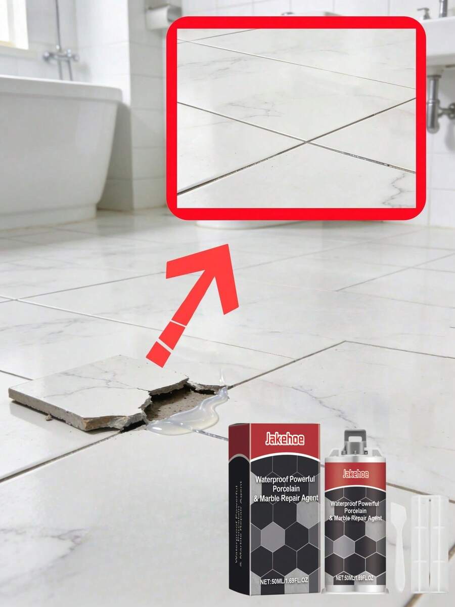 jakehoe Keo dán sửa chữa gạch men - Keo chống thấm AB dùng cho gạch lát nhà tắm, gạch lát sàn, đá cẩm thạch. Loại keo dán sửa chữa gạch men này được thiết kế đặc biệt cho gạch lát nhà tắm, gạch lát sàn, đá cẩm thạch và nhiều loại vật liệu đá khác. Nó có thể dễ dàng sửa chữa các vấn đề thường gặp như nứt, vỡ, hư hỏng cạnh và bong tróc gạch.