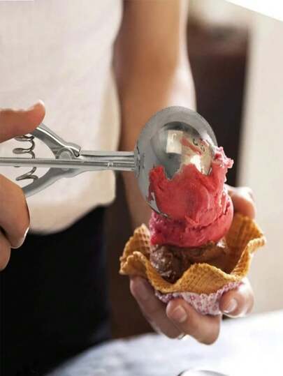 1pc/3pcs Stainless Steel Ice Cream Scoop, Ice Cream Spade, Ice Cream Spoon, Kitchen Tool, Ice Cream Scoop, Ice Cream Spade, Fruit Spoon, Dessert Spoon, Small/Medium/Large Size Suitable For Home Kitchen Ice Cream, Cookies, Cups, Cupcakes, Meatballs And Multi-Purpose Stainless Steel Ice Cream Scoop